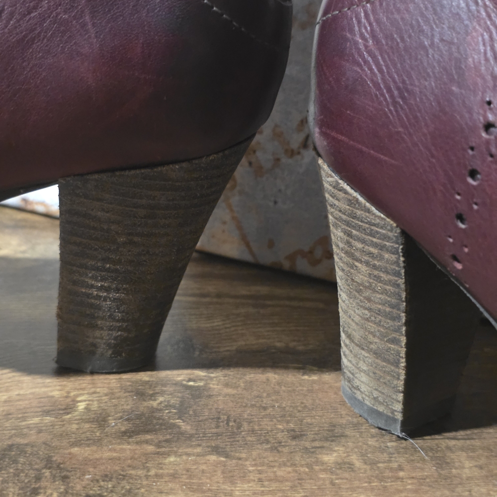 Chic DKODE Women's Burgundy/Ox Blood Leather And Suede Heeled Ankle Boots - Picture 10 of 15